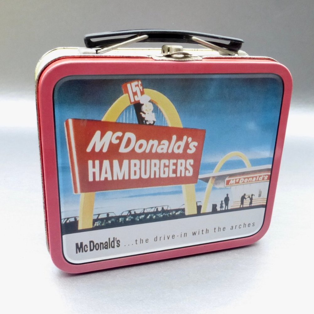 McDonalds Hamburger Metal Lunch Box Tin Pail Retro